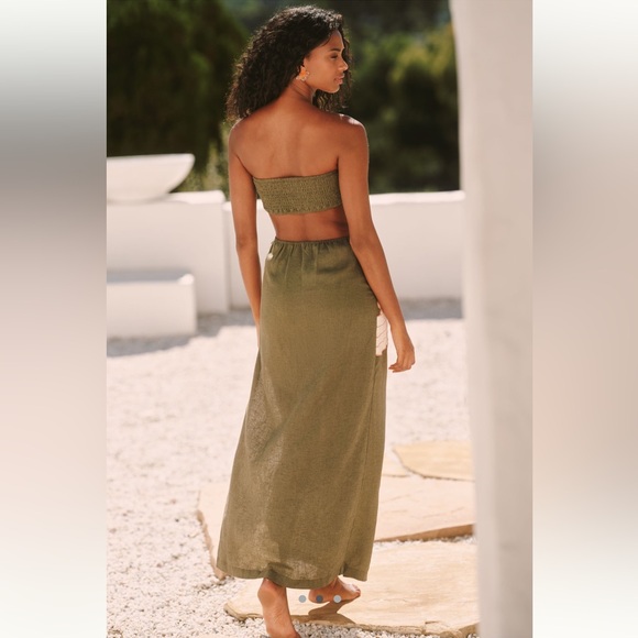 Celandine x Anthropologie The Aliza Strapless Linen Blend Maxi Dress - Size M - Picture 2 of 8